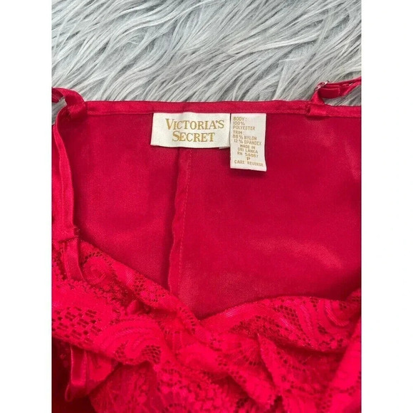 Victoria’s Secret Gold Label Size Small Red Satin Long Slip Dress Sleepwear - Picture 8 of 11